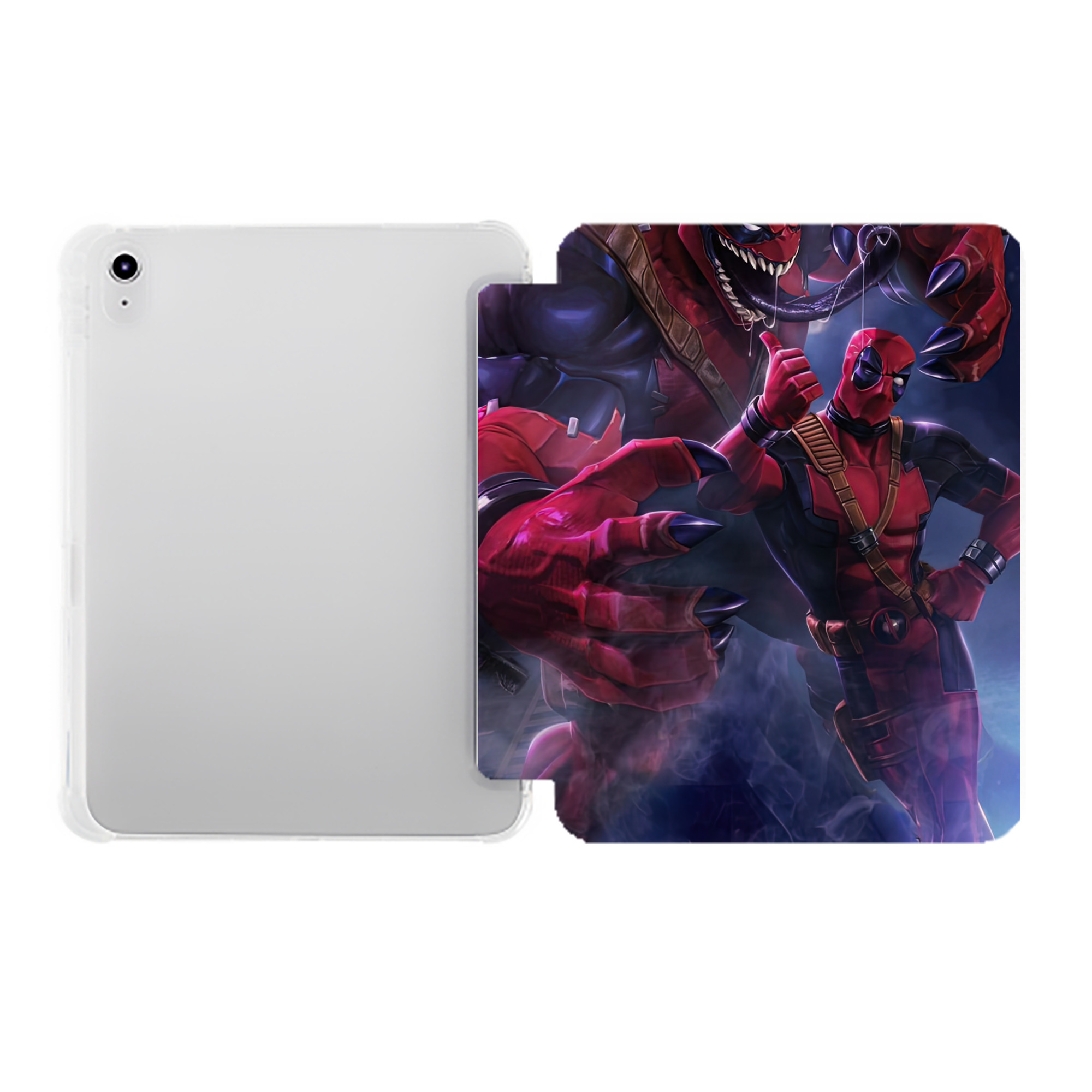 （画像用） Deadpool デッドプール IPad ケース ペン収納付き 三つ折りスタンド PUレザー×シリコン 対応機種9.5/10.5/10.9インチ